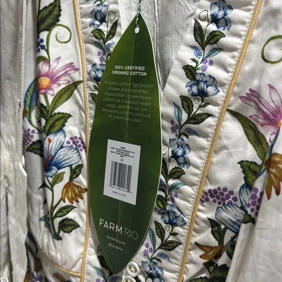 FARM Rio Sweet Bloom Dreamscape Off-White Organic Cotton Mini Dress - Picture 5 of 5